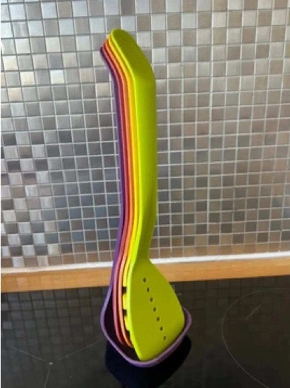 Multi color silicone utensil set nest